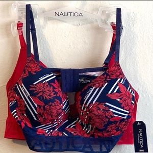 NAUTICA Bras 2-Pack Navy/Red NWT 36C